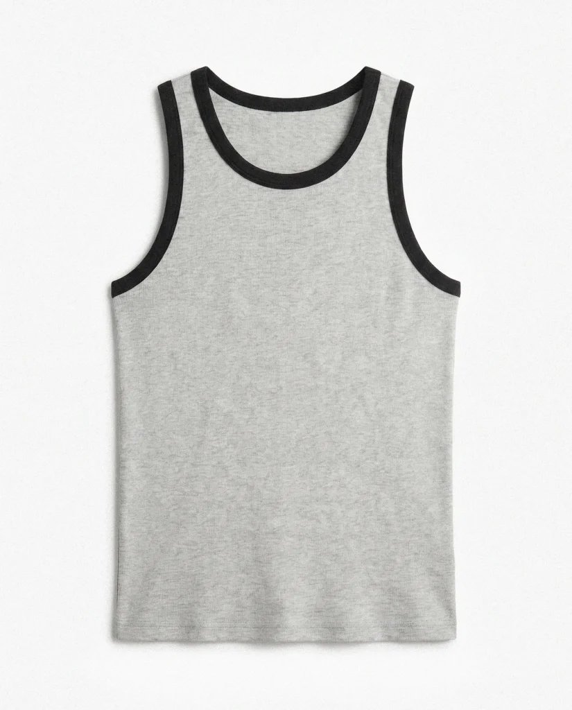 Camisilla de costilla gris sobre fondo claro